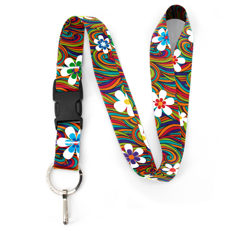 Peace and Love Premium Lanyard - with Buckle and Flat Ring - Made in the USA