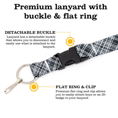 Drummond Plaid Premium Lanyard - with Buckle and Flat Ring - Made in the USA