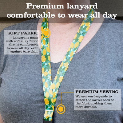 Lemon Grove Premium Lanyard - with Buckle and Flat Ring - Made in the USA