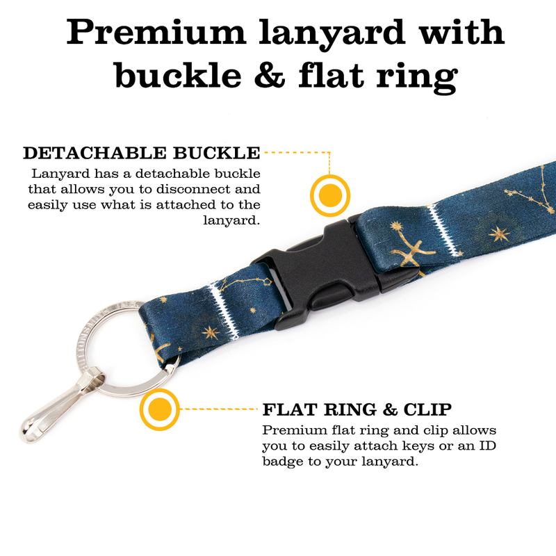 Pisces Zodiac Premium Lanyard - with Buckle and Flat Ring - Made in the USA