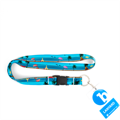 Life's A Beach Premium Lanyard - with Buckle and Flat Ring - Made in the USA
