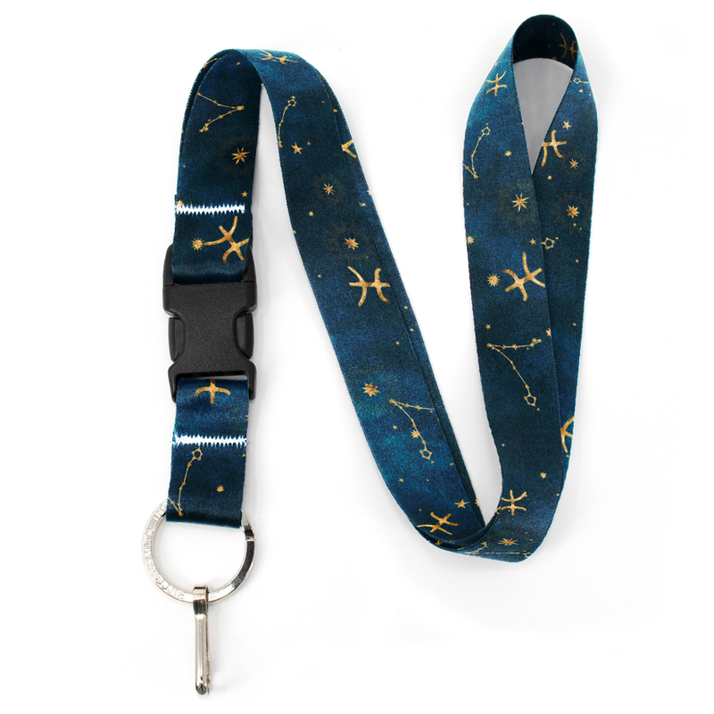 Pisces Zodiac Premium Lanyard - with Buckle and Flat Ring - Made in the USA