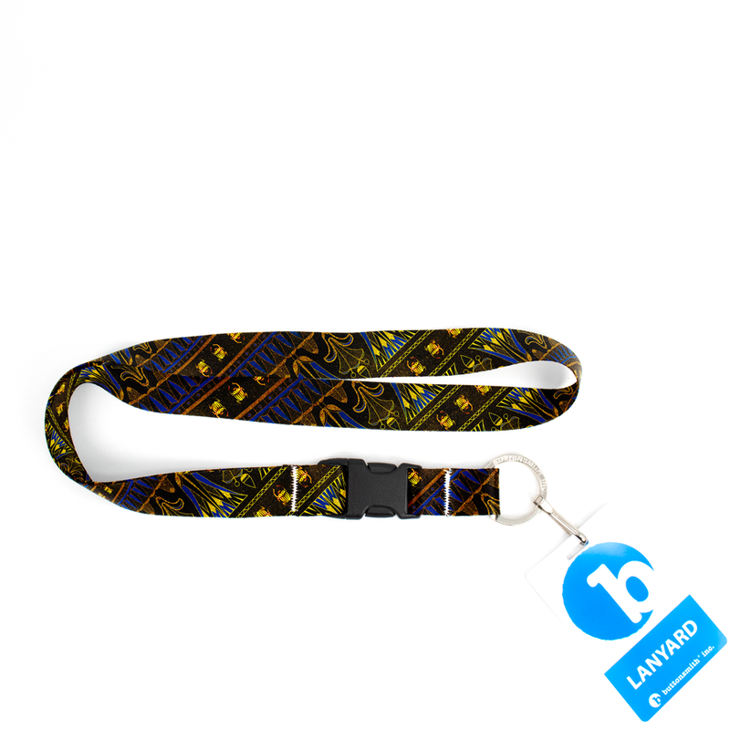 Egyptian Scarabs Premium Lanyard - with Buckle and Flat Ring - Made in the USA