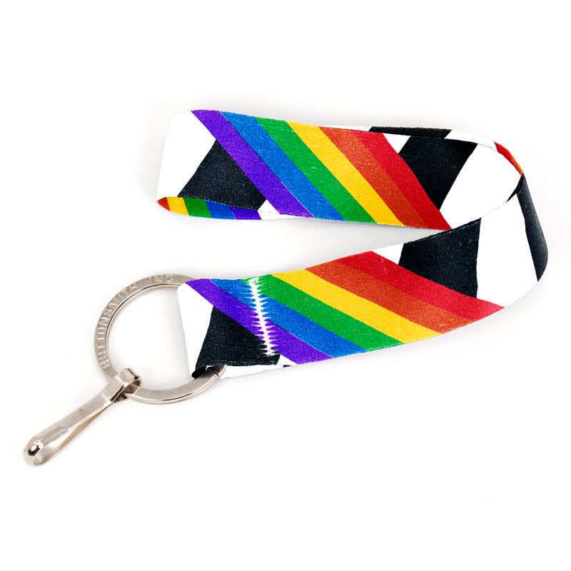 Ally Pride Wristlet Lanyard - Short Length with Flat Key Ring and Clip - Made in the USA