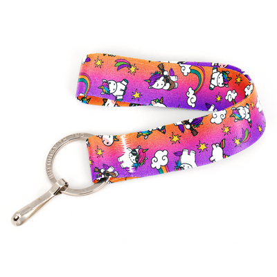 Unicorns Wristlet Lanyard - Short Length with Flat Key Ring and Clip - Made in the USA