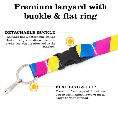 Pan Sexual Pride Breakaway Lanyard - with Buckle and Flat Ring - Made in the USA