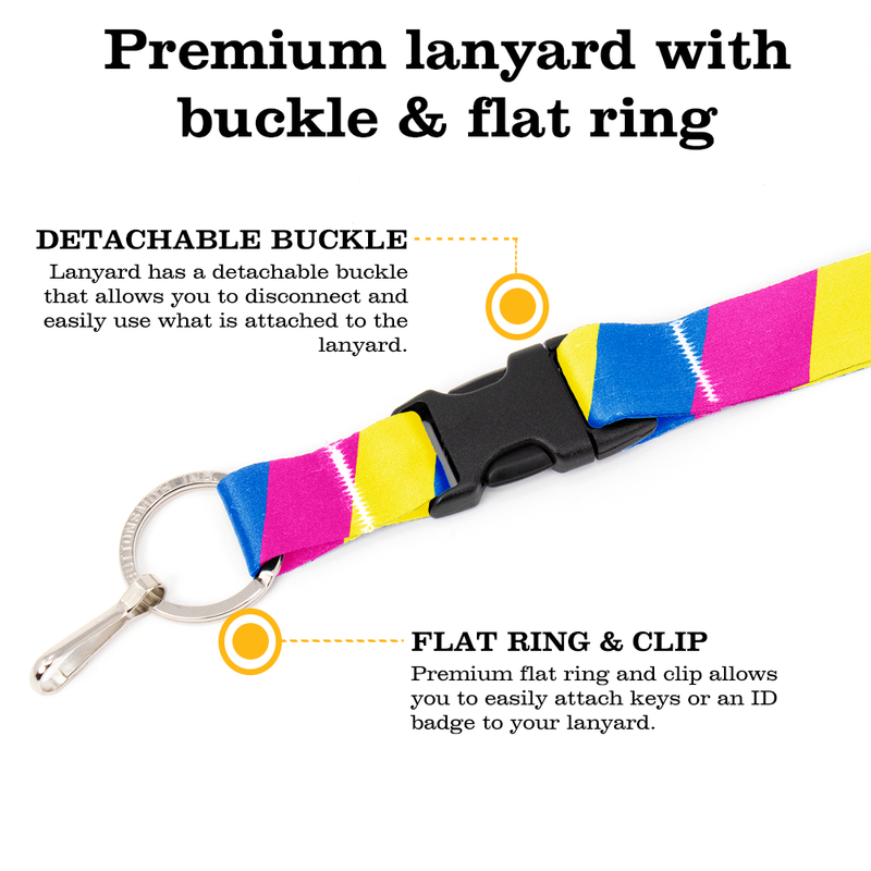 Pan Sexual Pride Breakaway Lanyard - with Buckle and Flat Ring - Made in the USA