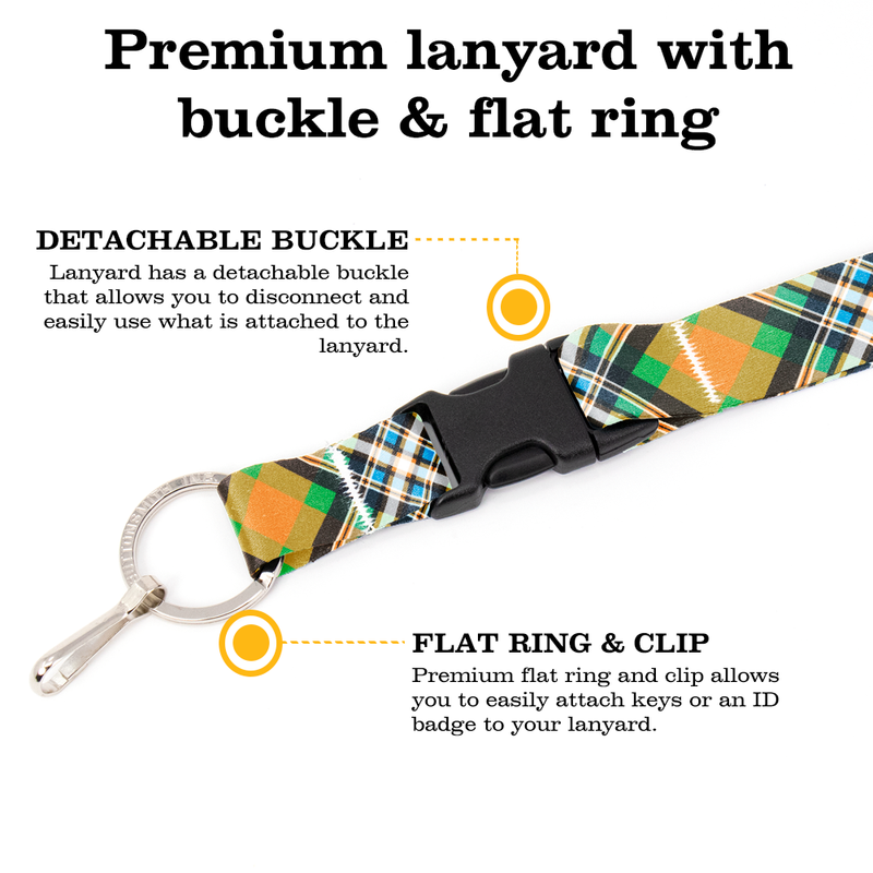MacGill of Jura Plaid Breakaway Lanyard - with Buckle and Flat Ring - Made in the USA