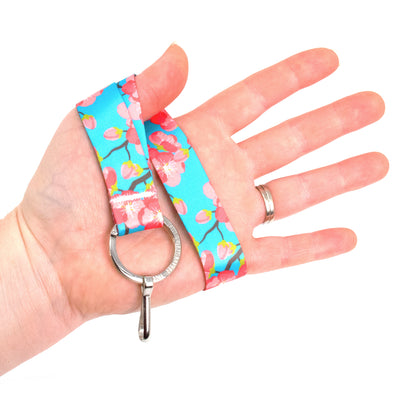 Buttonsmith Cheery Cherry Blossoms Wristlet Lanyard - Made in USA - Buttonsmith Inc.