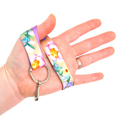 Buttonsmith Watercolor Flowers Wristlet Lanyard Made in USA - Buttonsmith Inc.