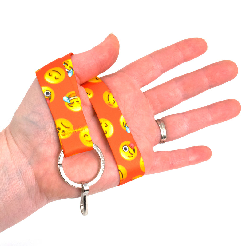 Buttonsmith Emoji Orange Wristlet Lanyard Made in USA - Buttonsmith Inc.