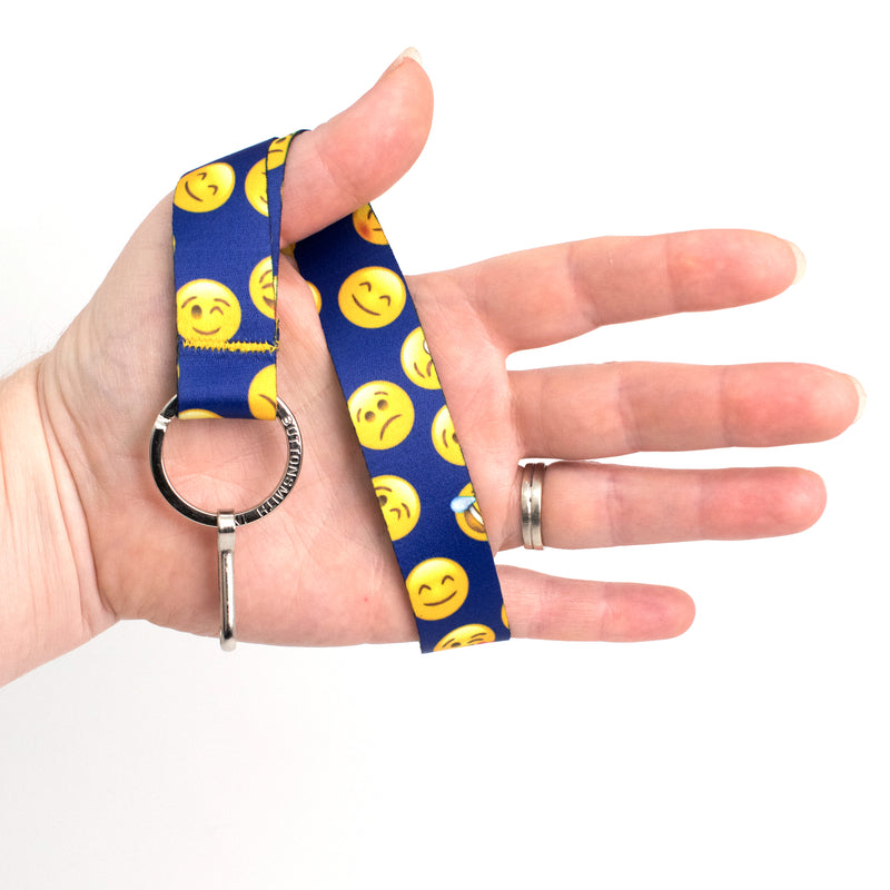 Buttonsmith Emoji Blue Wristlet Lanyard Made in USA - Buttonsmith Inc.