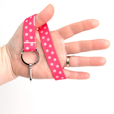 Buttonsmith Pink Dots Wristlet Lanyard Made in USA - Buttonsmith Inc.