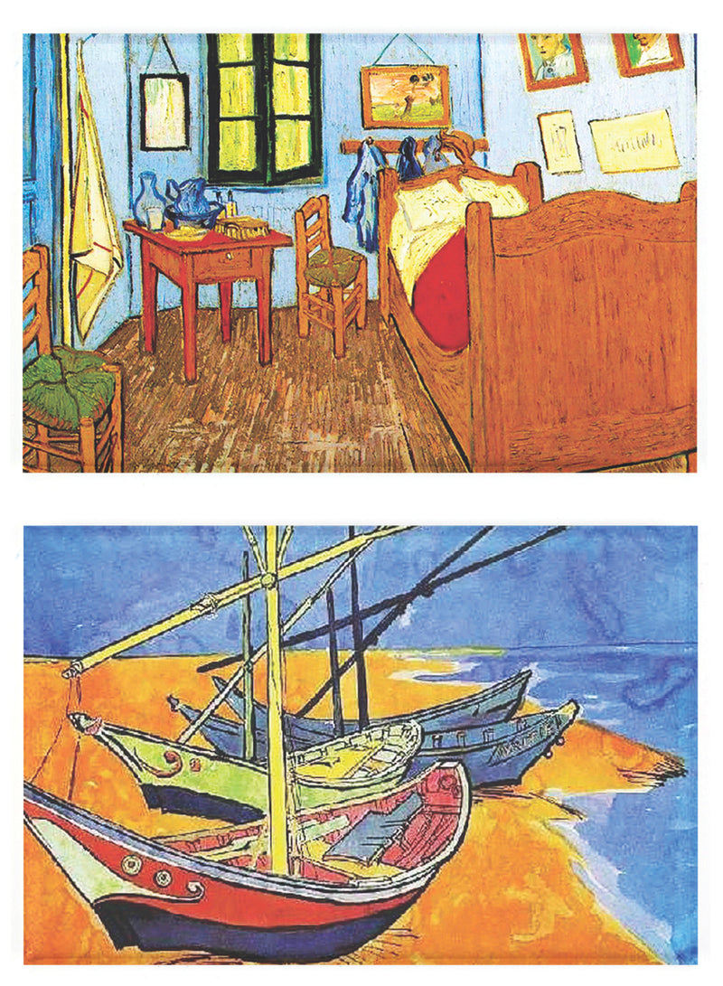 Buttonsmith® Vincent Van Gogh Bedroom and Sailboats Refrigerator Magnet Set - Made in the USA - Buttonsmith Inc.