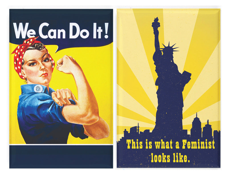 Buttonsmith® Retro Feminist Magnet Set with Rosie the Riveter and Lady Liberty, Made in USA - Buttonsmith Inc.
