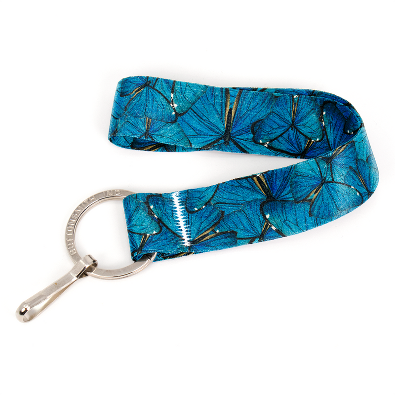Blue Morpho Wristlet Lanyard - with Buckle and Flat Ring - Made in the USA