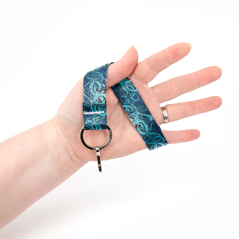 Tentacles Wristlet Lanyard - Short Length with Flat Key Ring and Clip - Made in the USA