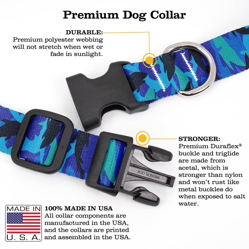 Shark Frenzy Dog Collar - Made in USA