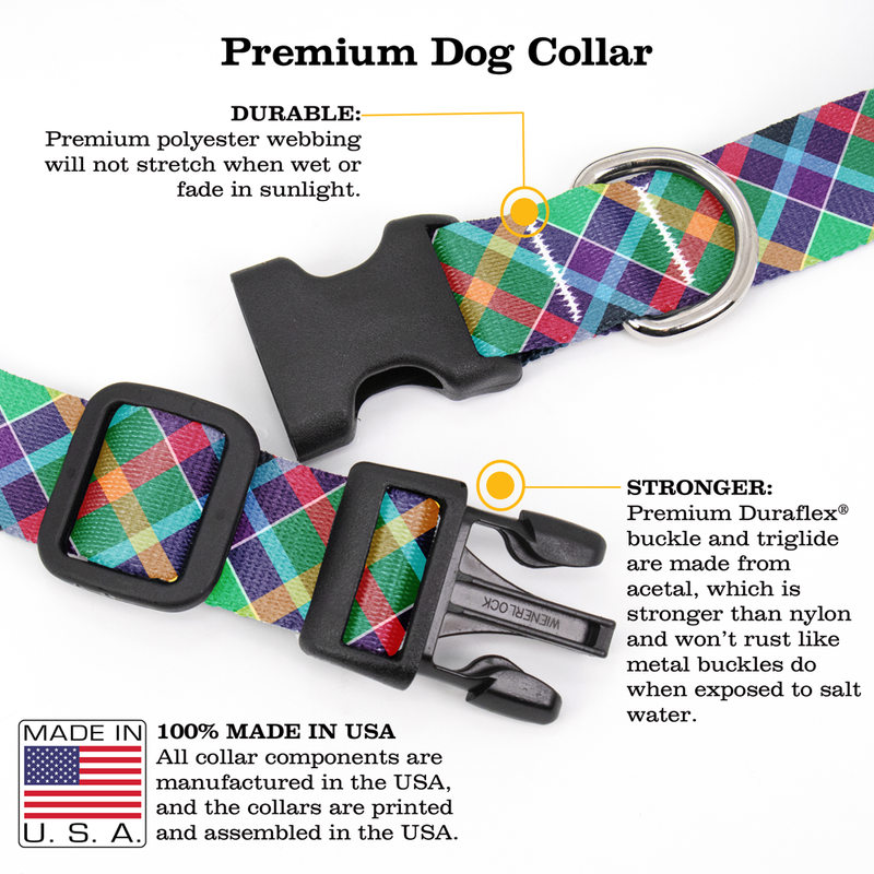 Gallowater Plaid Dog Collar - Made in USA