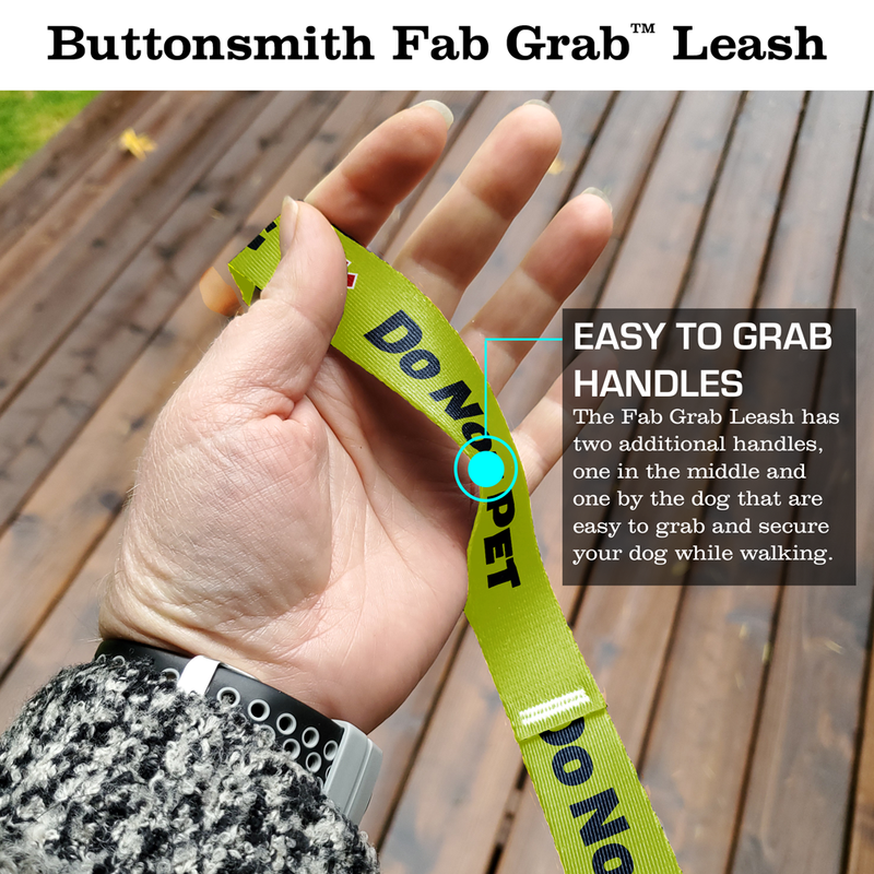 Do Not Pet Yellow Fab Grab Leash - Made in USA