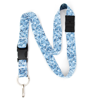 Blue Fractured Breakaway Lanyard - with Buckle and Flat Ring - Made in the USA