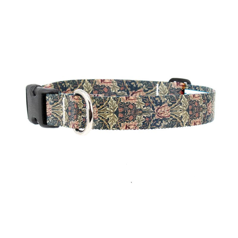 Morris Black Red Floral Dog Collar - Made in USA