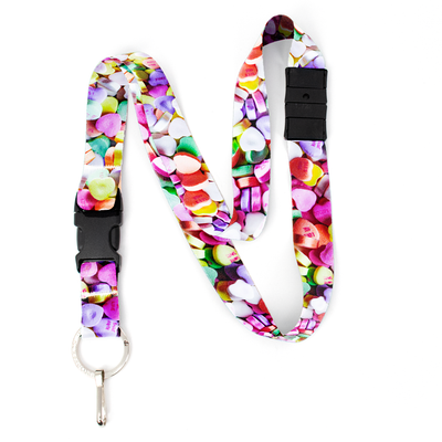 Conversation Hearts Breakaway Lanyard - with Buckle and Flat Ring - Made in the USA