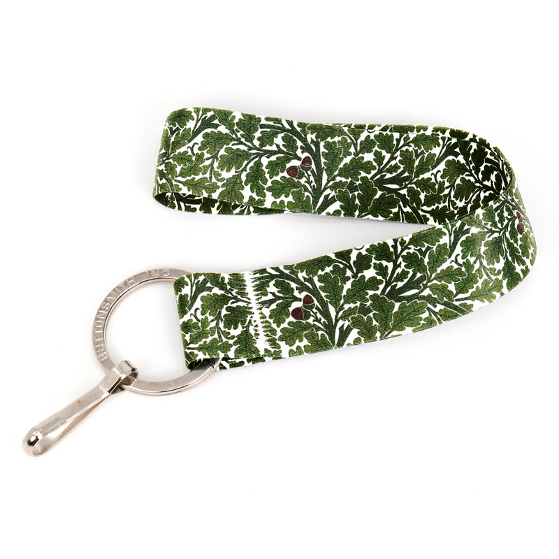 Morris Oak Wristlet Lanyard - Short Length with Flat Key Ring and Clip - Made in the USA