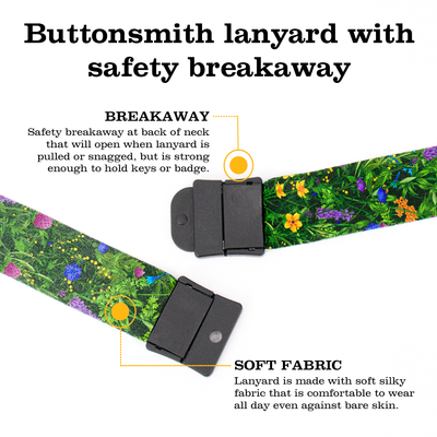 Wildflowers Breakaway Lanyard - with Buckle and Flat Ring - Made in the USA