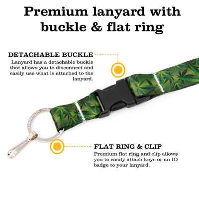 Cannabis Breakaway Lanyard - with Buckle and Flat Ring - Made in the USA