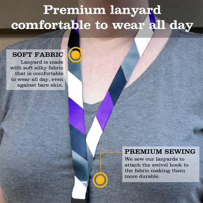 Asexual Pride Breakaway Lanyard - with Buckle and Flat Ring - Made in the USA