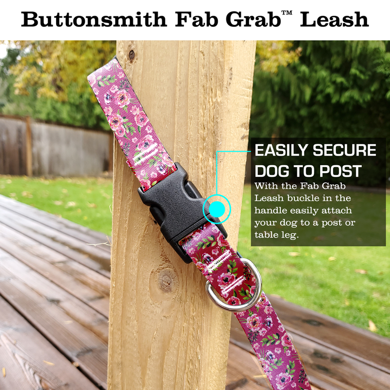 Peonies Pink Fab Grab Leash - Made in USA