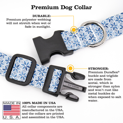 Blue Petals Dog Collar - Made in USA