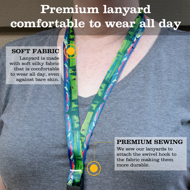 Mountain Views Premium Lanyard - with Buckle and Flat Ring - Made in the USA