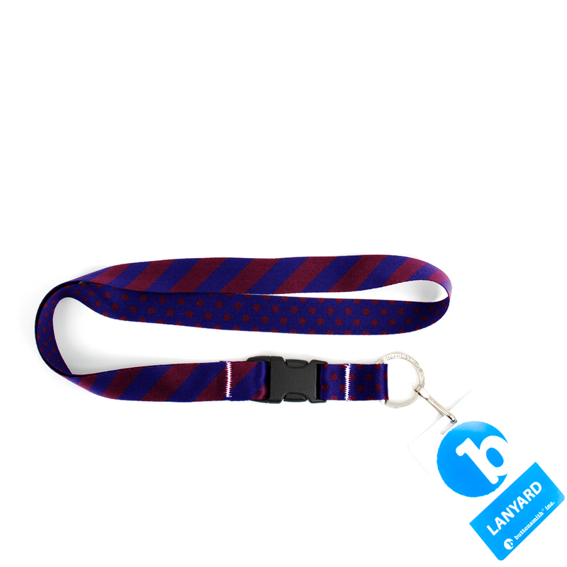 Magenta Stripes Premium Lanyard - with Buckle and Flat Ring - Made in the USA