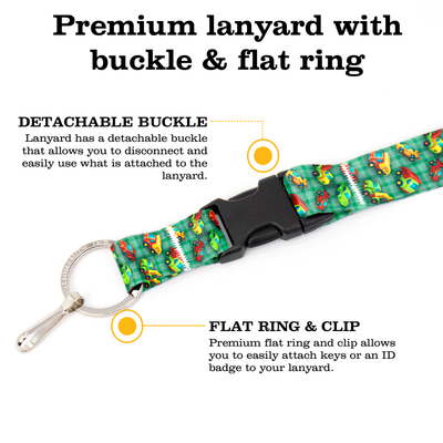 Toy Wheels Green Premium Lanyard - with Buckle and Flat Ring - Made in the USA