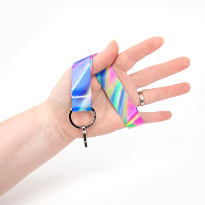 Hologram Wristlet Lanyard - Short Length with Flat Key Ring and Clip - Made in the USA