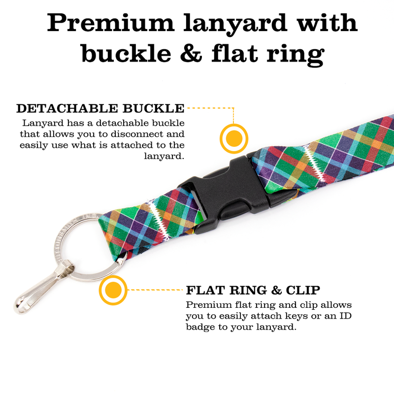 Gallowater Plaid Breakaway Lanyard - with Buckle and Flat Ring - Made in the USA