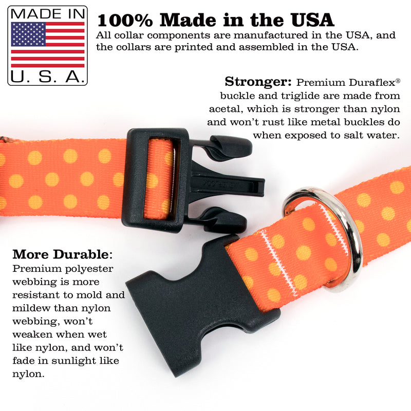 Buttonsmith Orange Dots Dog Collar - Made in USA - Buttonsmith Inc.