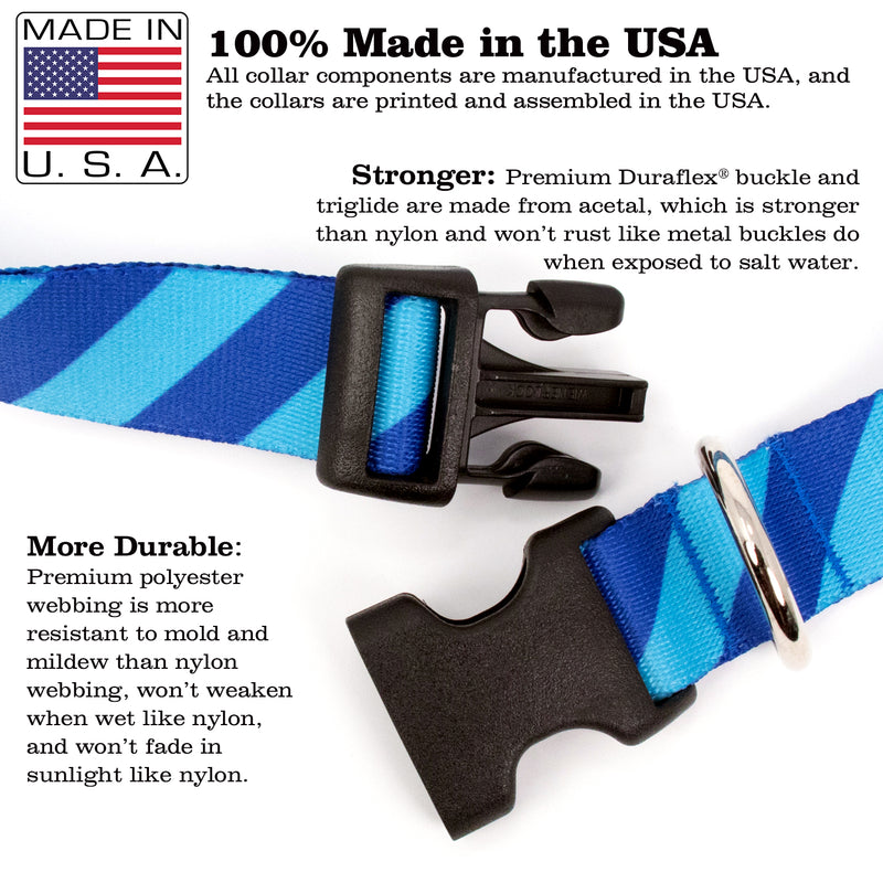 Buttonsmith Blue Stripes Dog Collar - Made in USA - Buttonsmith Inc.