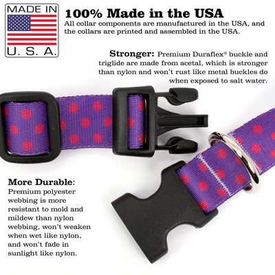 Buttonsmith Magenta Dots Dog Collar - Made in USA - Buttonsmith Inc.