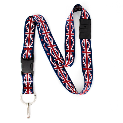 Union Jack Breakaway Lanyard - with Buckle and Flat Ring - Made in the USA