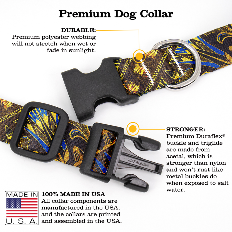 Egyptian Scarabs Dog Collar - Made in USA