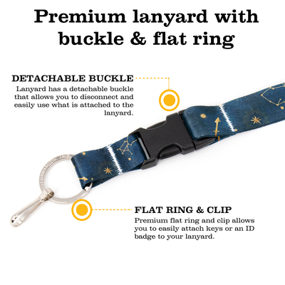 Sagitarius Zodiac Premium Lanyard - with Buckle and Flat Ring - Made in the USA
