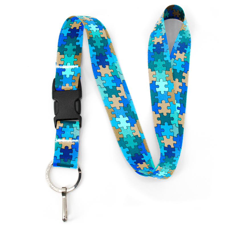 Beach Puzzle Premium Lanyard - with Buckle and Flat Ring - Made in the USA