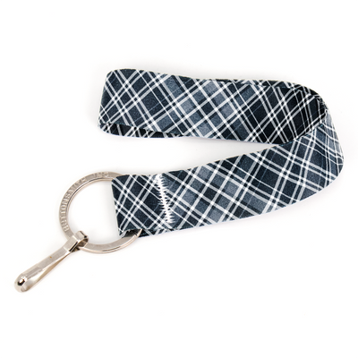 Drummond Plaid Wristlet Lanyard - Short Length with Flat Key Ring and Clip - Made in the USA