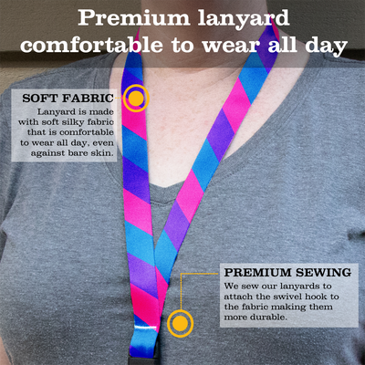 Bisexual Pride Breakaway Lanyard - with Buckle and Flat Ring - Made in the USA