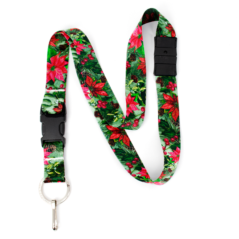 Holiday Flora Breakaway Lanyard - with Buckle and Flat Ring - Made in the USA
