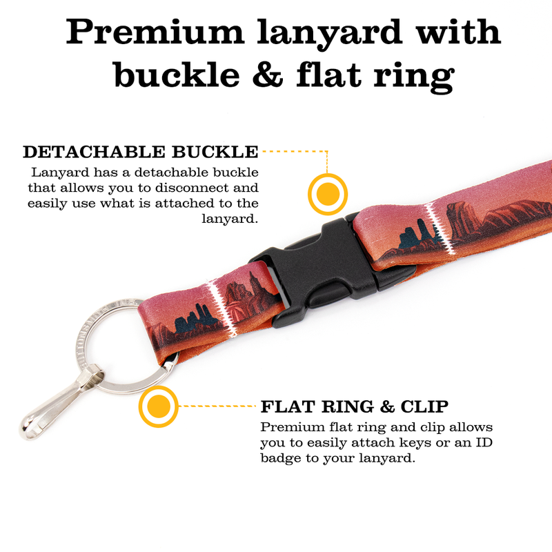 Mesa Sunrise Premium Lanyard - with Buckle and Flat Ring - Made in the USA
