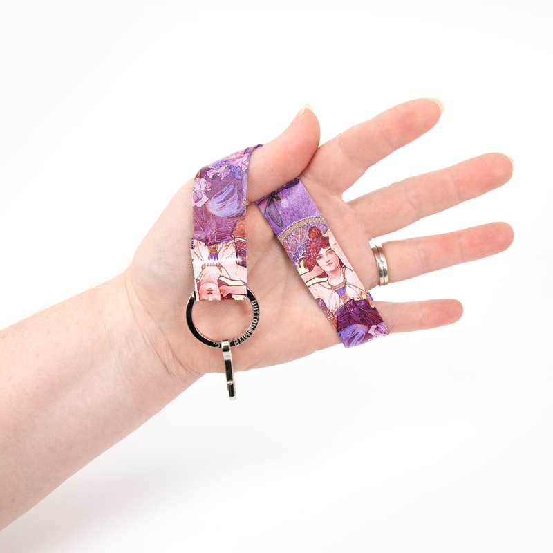 Mucha Amethyst Wristlet Lanyard - Short Length with Flat Key Ring and Clip - Made in the USA
